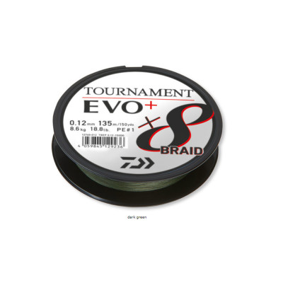 Daiwa Tournament EVO+ 8B 0,10 mm. 135 mt. Dark Green İp Misina