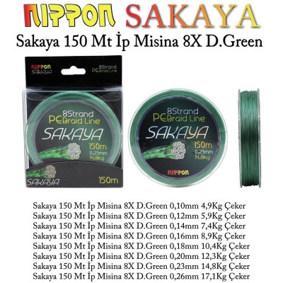 Nippon Sakaya 8X 150 mt. Dark Green İp Misina