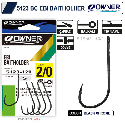 Owner 5123 Ebi Baitholder Black Chrome Olta İğnesi #1/0