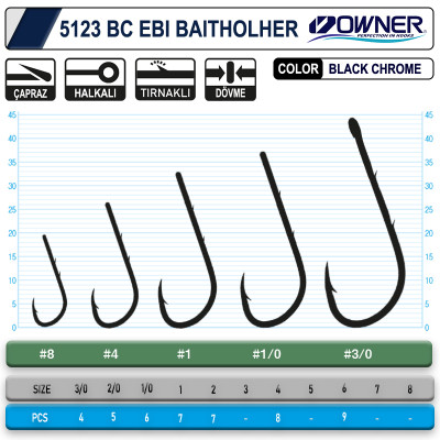 Owner 5123 Ebi Baitholder Black Chrome Olta İğnesi #1/0