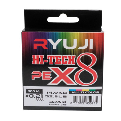 Ryuji Hi-Tech X8 0,21 mm.300 mt. Multicolor İp Misina