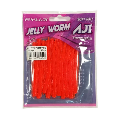 Ryuji Jelly Worm 7,5 cm. 20 PCS #White Glow