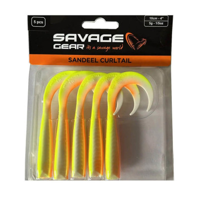 Savage Gear LB Sandeel Curltail 10 cm. 5 PCS Silikon